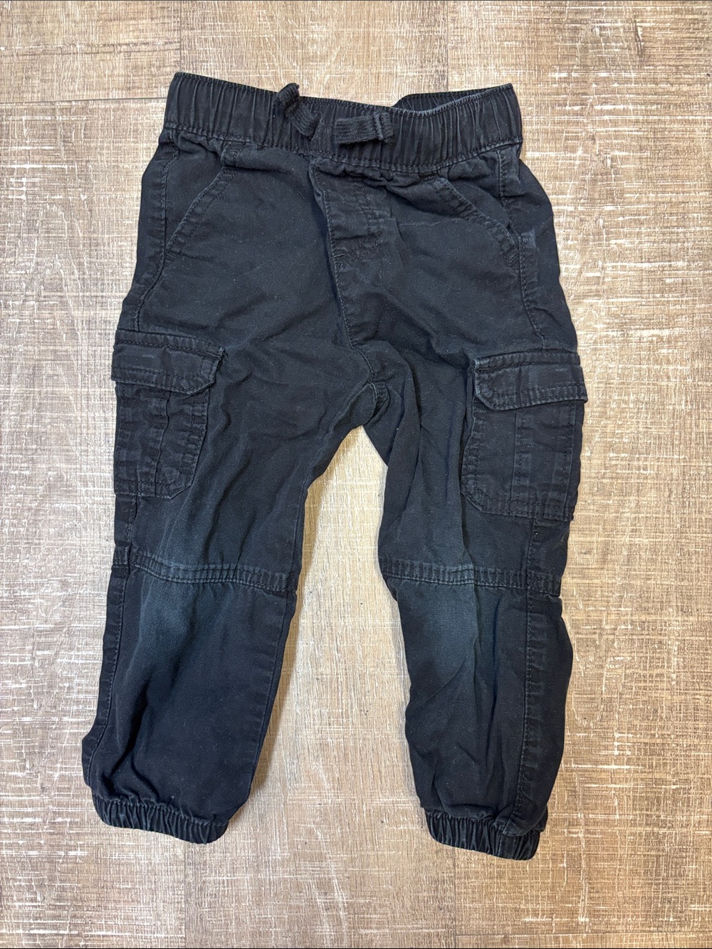 wonder nation Black Cargo Jogger Pants with Elastic Cuffs